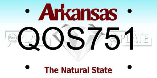QOS751 Arkansas License Plate