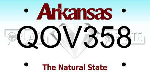 QOV358 Arkansas License Plate