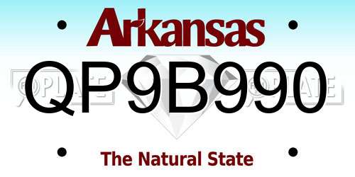 QP9B990 Arkansas License Plate