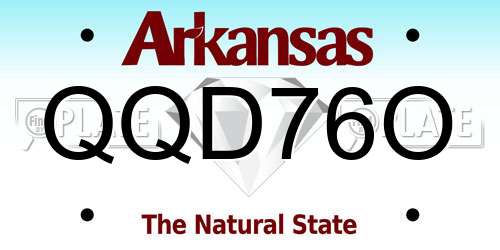 QQD76O Arkansas License Plate