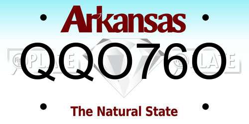 QQO76O Arkansas License Plate