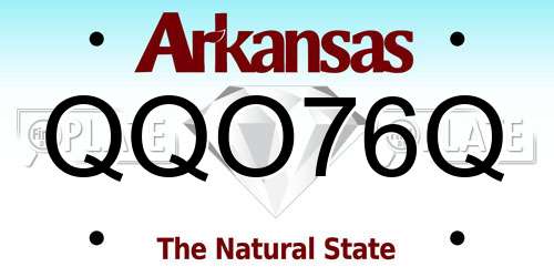 QQO76Q Arkansas License Plate