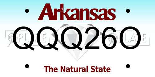 QQQ26O Arkansas License Plate