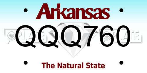 QQQ760 Arkansas License Plate