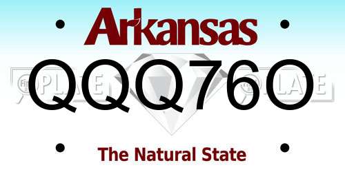 QQQ76O Arkansas License Plate