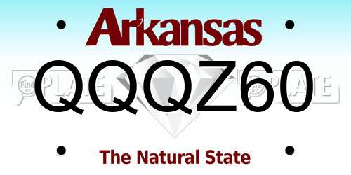 QQQZ60 Arkansas License Plate