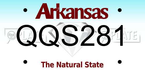 QQS281 Arkansas License Plate
