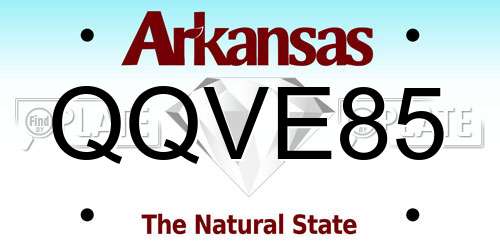 QQVE85 Arkansas License Plate