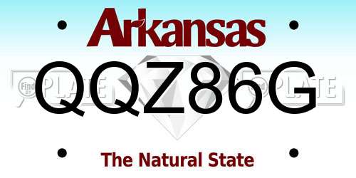 QQZ86G Arkansas License Plate