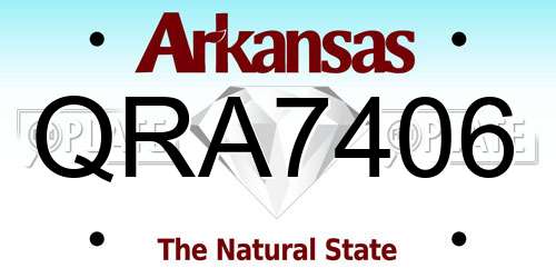 QRA7406 Arkansas License Plate
