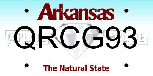 QRCG93 Arkansas License Plate
