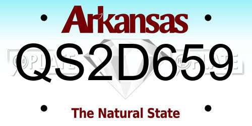 QS2D659 Arkansas License Plate