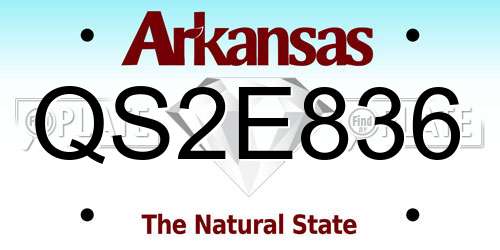 QS2E836 Arkansas License Plate