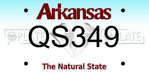 QS349 Arkansas License Plate