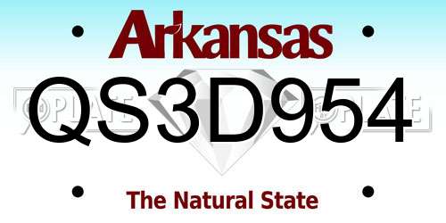 QS3D954 Arkansas License Plate