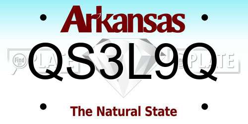 QS3L9Q Arkansas License Plate