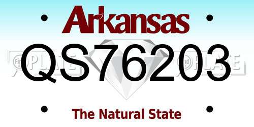 QS76203 Arkansas License Plate