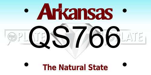 QS766 Arkansas License Plate
