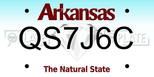 QS7J6C Arkansas License Plate