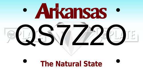 QS7Z2O Arkansas License Plate