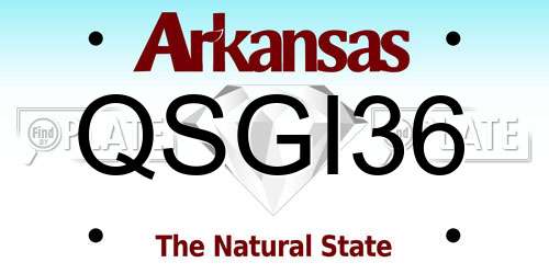 QSGI36 Arkansas License Plate