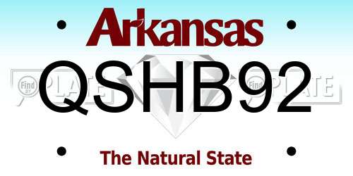 QSHB92 Arkansas License Plate