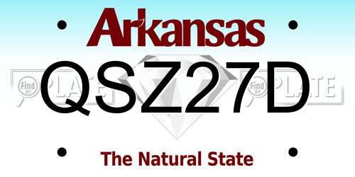 QSZ27D Arkansas License Plate