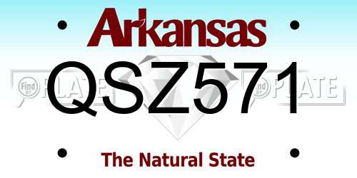 QSZ571 Arkansas License Plate