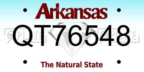 QT76548 Arkansas License Plate