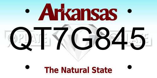 QT7G845 Arkansas License Plate
