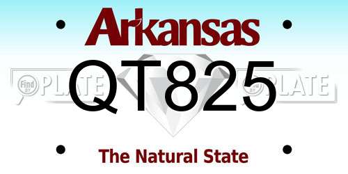 QT825 Arkansas License Plate