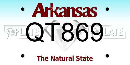 QT869 Arkansas License Plate