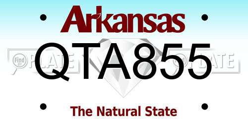 QTA855 Arkansas License Plate