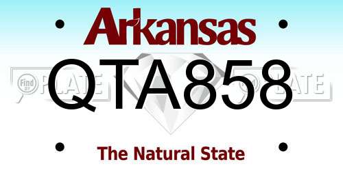 QTA858 Arkansas License Plate