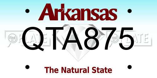 QTA875 Arkansas License Plate