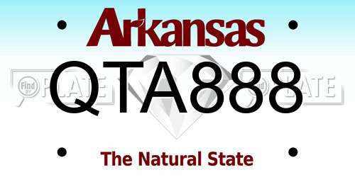 QTA888 Arkansas License Plate