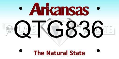 QTG836 Arkansas License Plate