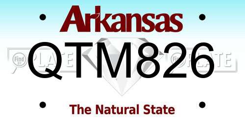 QTM826 Arkansas License Plate