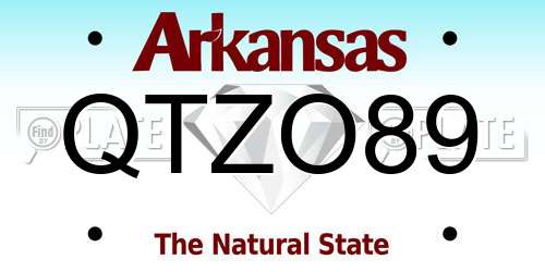 QTZO89 Arkansas License Plate