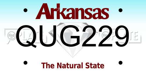 QUG229 Arkansas License Plate
