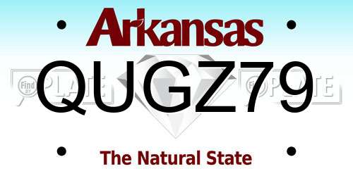 QUGZ79 Arkansas License Plate