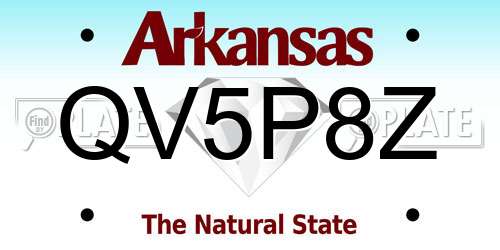 QV5P8Z Arkansas License Plate