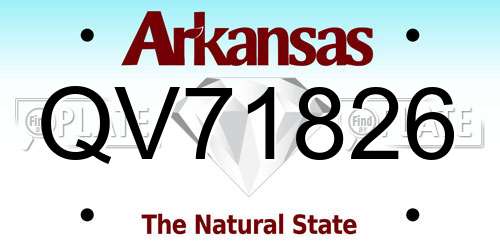 QV71826 Arkansas License Plate