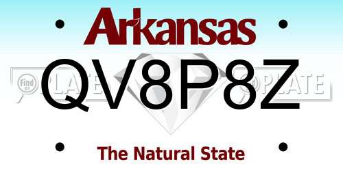 QV8P8Z Arkansas License Plate