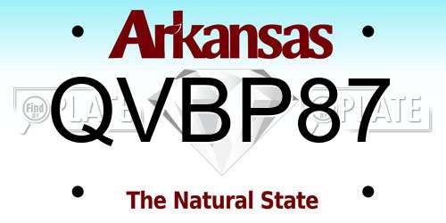 QVBP87 Arkansas License Plate