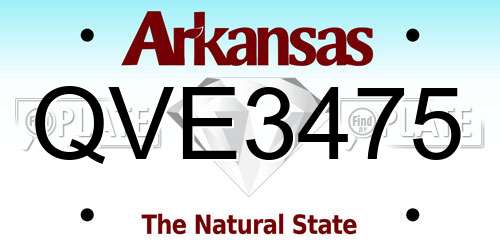QVE3475 Arkansas License Plate