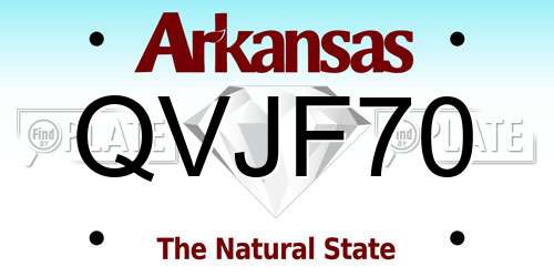 QVJF70 Arkansas License Plate