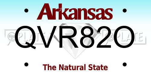 QVR82O Arkansas License Plate