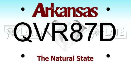 QVR87D Arkansas License Plate