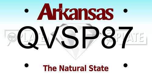 QVSP87 Arkansas License Plate
